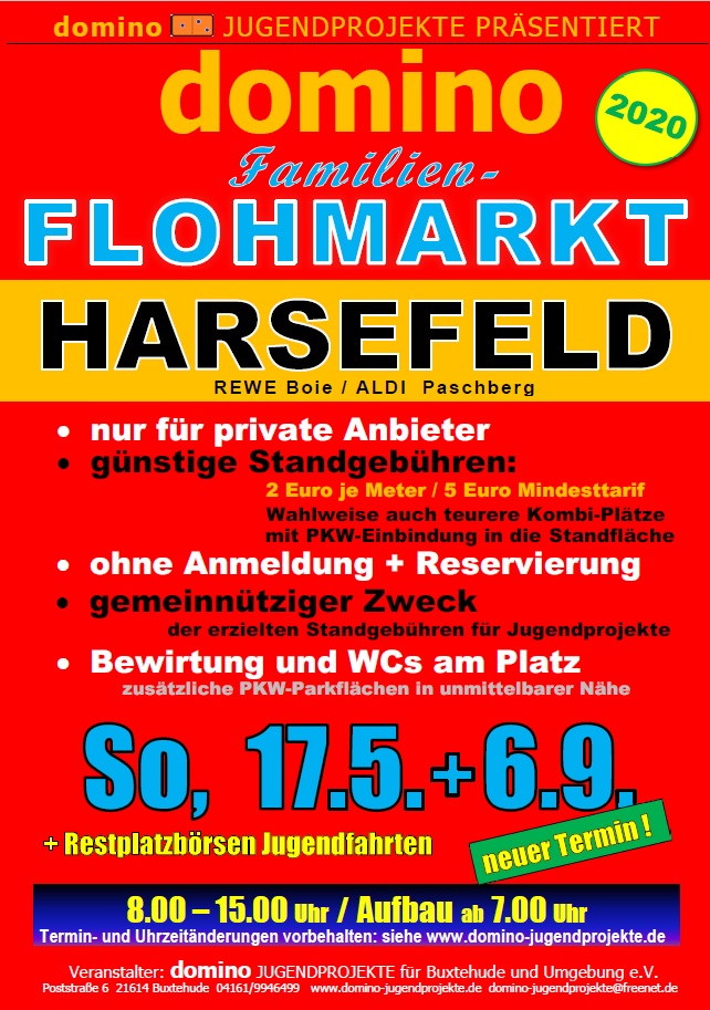 Domino FamilienFlohmärkte 2020 in Harsefeld und Horneburg Termine, Preise + Marktordnung